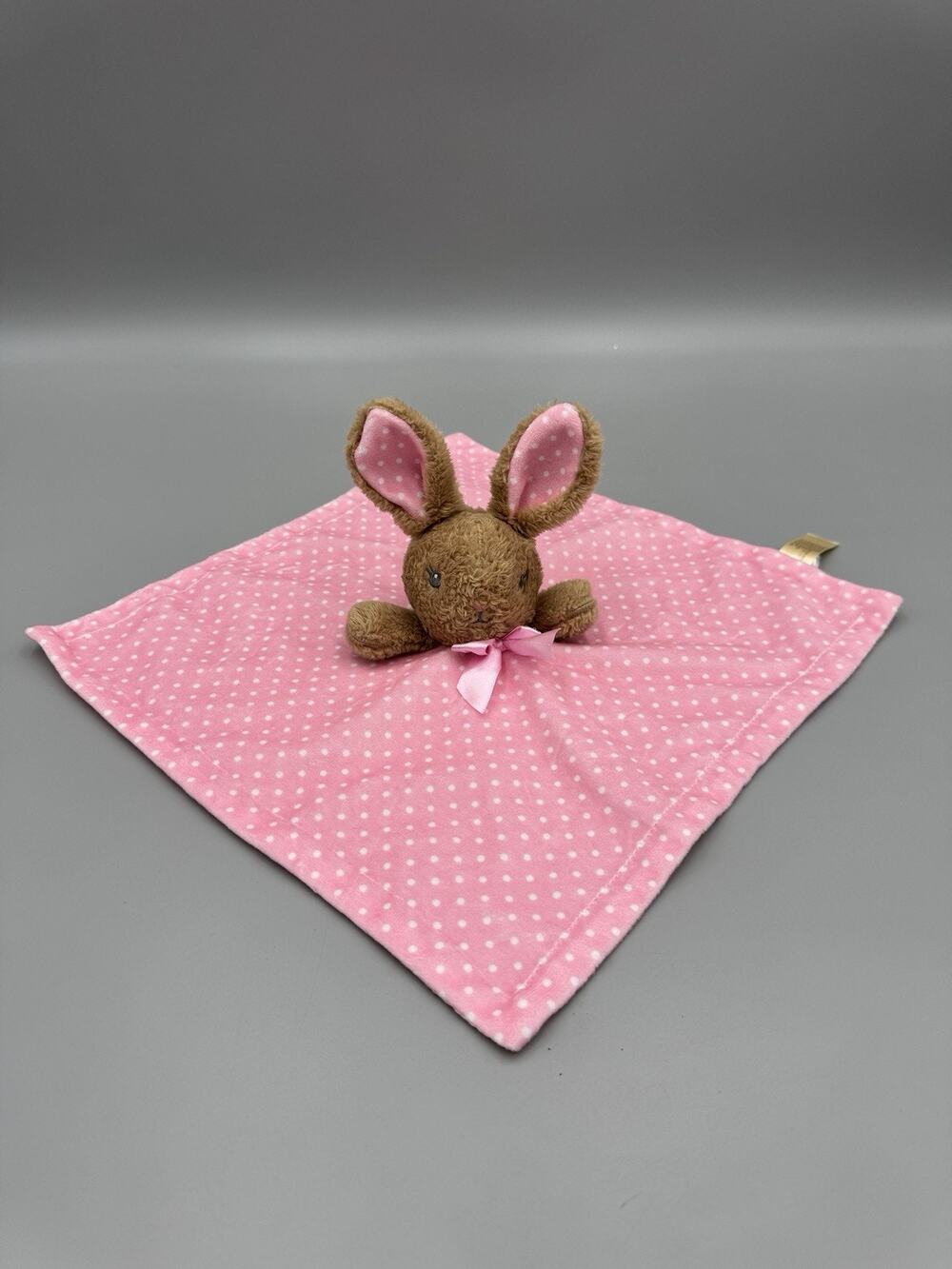 MTY International Bunny Rabbit Lovey Rattle Pink Polka Dot Security Blanket